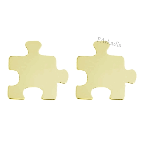 Kolczyki sztyfty puzzle srebro 925 złocone